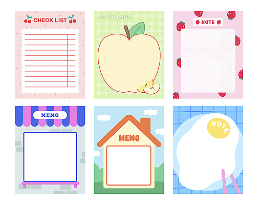 디자인 일러스트 창문 딸기 주택 사람없음 세트 다이어리 메모지 사과 계란프라이 스케쥴러 체크리스트 플래너 집모양 카피스페이스 아기자기 국내일러스트 AI파일 모양 컨셉 과일 건물 사무용품 공백 계란요리 파일형식 벡터