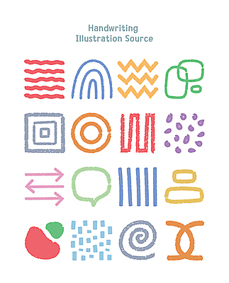 모양 문양 기호 화살표 말풍선 곡선 일러스트 사람없음 세트 컬러풀 회오리 원형 낙서 직선 정사각형 손그림 세로줄 지그재그 국내일러스트 AI파일 도형 문자 선 컬러 파일형식 벡터