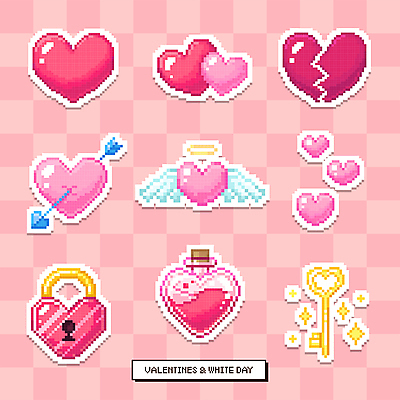 분홍색 일러스트 화이트데이 열쇠 유리병 화살 자물쇠 발렌타인데이 사랑 사람없음 세트 하트 균열 명중 천사날개 물약 깨짐 사랑의화살 실연 엘리먼트 픽셀 아기자기 국내일러스트 AI파일 모양 감정 컬러 컨셉 날개 모션 데이이벤트 병_용기 천사 약 파일형식 벡터