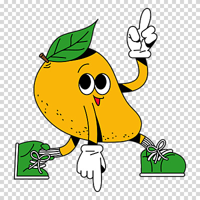 편집 편집이미지 운동화 누끼 손짓 사람없음 노란색 가리킴 춤 복고 과일캐릭터 망고 PNG 편집소스 망고캐릭터 캐릭터 컬러 신발 모션 문화예술 열대과일 파일형식