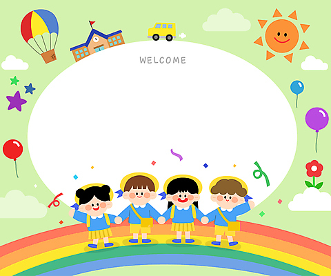 전신 구름 여자 남자 꽃 별 어린이 무지개 일러스트 학교 프레임 서기 미소 소녀 소년 여러명 연두색 태양 손들기 손잡기 유치원 유치원생 열기구 스쿨버스 입학 꽃가루 유치원복 풍선 웰컴 카피스페이스 국내일러스트 AI파일 자연요소 식물 옷 교육 다수 항공교통 모션 버스 표정 사람 초록색 공백 가루 파일형식 벡터