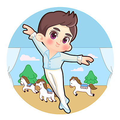 전신 나무 남자 어린이 하늘색 일러스트 하늘 한명 미소 소년 무대 말_동물 발레복 발레동작 발레리노 소년한명만 월간캐릭터 일러캐릭터 AI파일 식물 캐릭터 1 옷 포즈 포유류 표정 사람 파란색 발레 남자한명만 소년만 파일형식 벡터