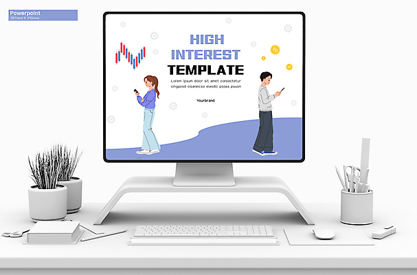 전신 템플릿 여자 남자 비즈니스 그래프 들기 성인 두명 스마트폰 세트 보라색 동전 PPT 프레젠테이션 문서템플릿 성인만 애니형PPT 9P 고금리 이미지템플릿 컬러 돈 모션 사람 핸드폰 스마트기기 금리 파일형식