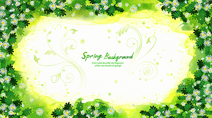 PSD 백그라운드 일러스트 수채화 프레임 사람없음 초록색 봄풍경 들꽃 봄배경 국내일러스트 꽃 컬러 풍경 봄 파일형식