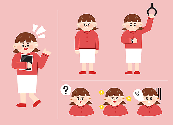 전신 여자 꽃 감정 시계 분홍색 말풍선 일러스트 비즈니스 서기 미소 웃음 들기 손짓 여러명 상반신 성인 태블릿 걷기 물음표 잡기 직장인 영혼 좌절 비즈니스캐릭터 확인 호기심 출퇴근 의문 버스손잡이 성인여자만 월간캐릭터 일러캐릭터 AI파일 식물 직업 캐릭터 기호 컬러 다수 컨셉 모션 표정 손잡이 사람 전자제품 스마트기기 여자만 성인만 파일형식 벡터