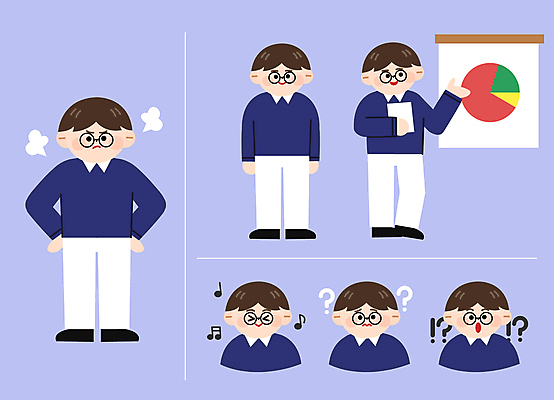 전신 남자 안경 허리손 음표 일러스트 비즈니스 서기 들기 여러명 상반신 성인 놀람 기쁨 분노 물음표 가리킴 직장인 발표 찡그림 느낌표 비즈니스캐릭터 즐거움 문서 원그래프 연보라색 의문 롤스크린 성인남자만 월간캐릭터 일러캐릭터 AI파일 직업 캐릭터 기호 잡화 감정 음악 포즈 다수 컨셉 모션 그래프 표정 사람 손짓 스크린 보라색 남자만 성인만 파일형식 벡터