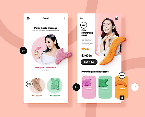 PSD 응시 여자 분홍색 웹템플릿 종류 미소 들기 손짓 상반신 20대 성인 두명 뷰티 다양 한국인 돌_바위 마사지 미용용품 피부관리 마사지기 의료성형뷰티 성인여자만 괄사 이미지템플릿 템플릿 시선 컬러 다수 모션 표정 사람 동양인 청년 오브젝트 여자만 성인만 파일형식