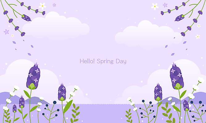 구름 꽃잎 백그라운드 일러스트 자연 산 풍경 사람없음 보라색 풀잎 라일락 봄배경 국내일러스트 AI파일 자연요소 꽃 컬러 잎 봄 풀_식물 생태계 파일형식 벡터