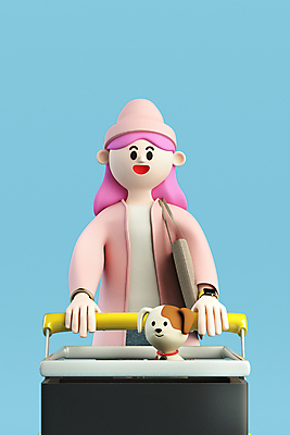 PSD 편집 편집이미지 여자 하늘색 3D캐릭터 한명 상반신 성인 쇼핑 장보기 3D 쇼핑카 잡기 강아지 밀기 디지털합성 성인여자한명만 편집소스 월간캐릭터 그레이스 편집3D 캐릭터 1 모션 사람 파란색 반려동물 카트 개 여자한명만 성인여자만 파일형식