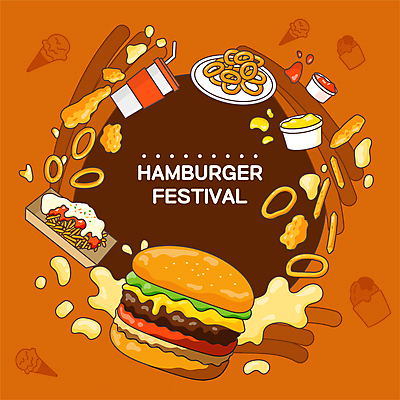 일러스트 치즈 프레임 사람없음 주황색 치킨 감자튀김 햄버거 소스 케첩 머스터드 콜라 양파링 프레임일러스트 프랜차이즈 국내일러스트 AI파일 컬러 유제품 감자 패스트푸드 상점 튀김 양념 소스_음식 탄산음료 닭고기요리 파일형식 벡터