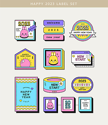 별 액자 일러스트 사람없음 반짝임 세트 컬러풀 라벨 토끼띠 토끼 토끼캐릭터 커서 해피뉴이어 인터넷창 2023년 계묘년 국내일러스트 AI파일 자연요소 컬러 동물캐릭터 인터넷 포유류 모션 프레임 반려동물 새해인사 십이지신 연도 파일형식 벡터