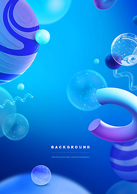 PSD 편집이미지 백그라운드 추상 사람없음 파란색 3D 투명 입체도형 편집3D 도형 컬러 무늬 입체 디지털합성 파일형식