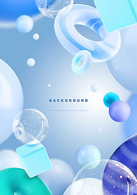 PSD 편집이미지 백그라운드 추상 사람없음 파란색 빛 3D 투명 입체도형 편집3D 도형 컬러 무늬 입체 디지털합성 파일형식