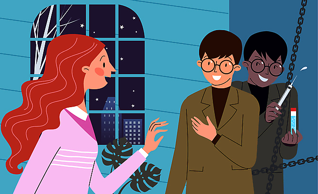 여자 남자 일러스트 들기 상반신 성인 세명 범죄 유혹 범죄인 손인사 마약 성인만 국내일러스트 AI파일 컨셉 모션 사람 인사 파일형식 벡터