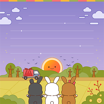 일러스트 새해 프레임 세마리 사람없음 태양 손잡기 토끼띠 메모지 야간 토끼캐릭터 카피스페이스 흑토끼 계묘년 국내일러스트 AI파일 자연요소 동물캐릭터 모션 3 사무용품 공백 십이지신 토끼 파일형식 벡터 2023년