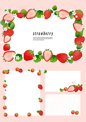 PSD 분홍색 일러스트 딸기 사각프레임 프레임 사람없음 프레임일러스트 카피스페이스 국내일러스트 컬러 과일 사각형 공백 파일형식