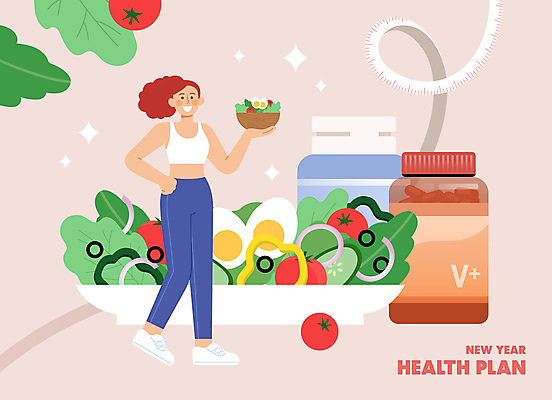 전신 여자 분홍색 일러스트 새해 건강 한명 들기 성인 건강관리 샐러드 영양제 성인여자한명만 식단관리 국내일러스트 AI파일 1 음식 컬러 모션 관리 사람 약 여자한명만 성인여자만 파일형식 벡터