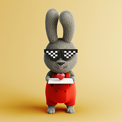 PSD 편집 편집이미지 3D캐릭터 들기 사람없음 노란색 3D소스 3D 하트 토끼 편지 디지털합성 토끼캐릭터 주기 편집소스 편집3D 모양 캐릭터 컬러 동물캐릭터 포유류 모션 반려동물 파일형식