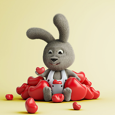 PSD 편집 편집이미지 3D캐릭터 들기 앉기 사람없음 노란색 3D소스 3D 하트 토끼 디지털합성 토끼캐릭터 편집소스 편집3D 모양 캐릭터 컬러 동물캐릭터 포유류 모션 반려동물 파일형식