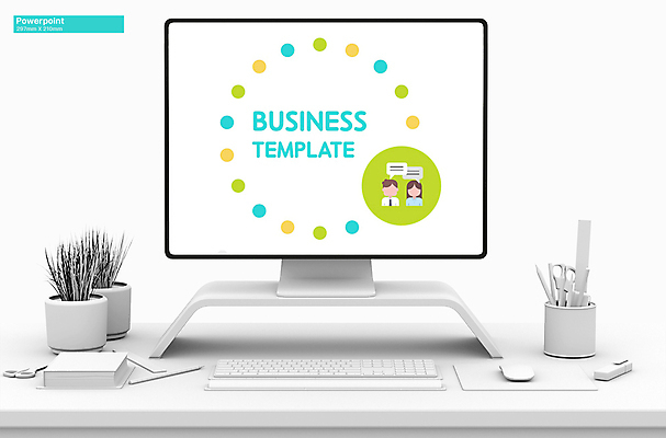 템플릿 여자 남자 비즈니스 회의 대화 상반신 성인 두명 초록색 원형 PPT 프레젠테이션 문서템플릿 성인만 애니형PPT 9P 이미지템플릿 도형 컬러 말하기 사람 파일형식