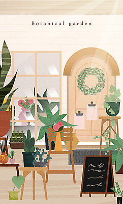 꽃 화분 백그라운드 일러스트 사람없음 전시 원예 일렬 보테니컬아트 국내일러스트 AI파일 식물 취미 파일형식 벡터