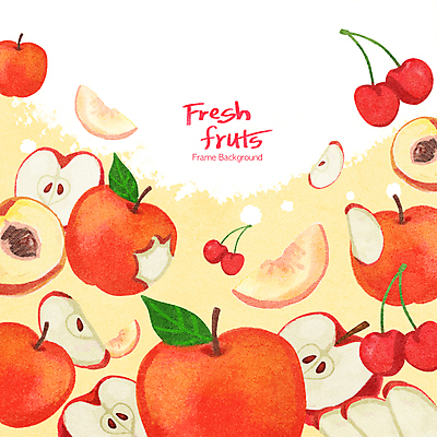 PSD 과일 일러스트 프레임 사람없음 빨간색 노란색 다양 신선 프레임일러스트 국내일러스트 컬러 다수 파일형식