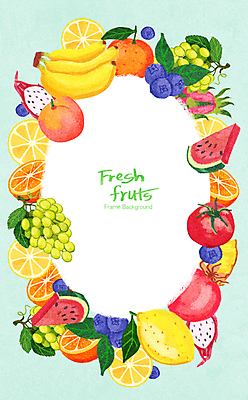 PSD 과일 일러스트 프레임 사람없음 컬러풀 다양 신선 원형 프레임일러스트 국내일러스트 도형 컬러 다수 파일형식