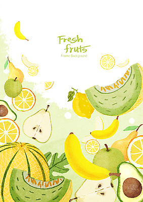 PSD 과일 일러스트 프레임 사람없음 연두색 노란색 다양 신선 프레임일러스트 국내일러스트 컬러 다수 초록색 파일형식