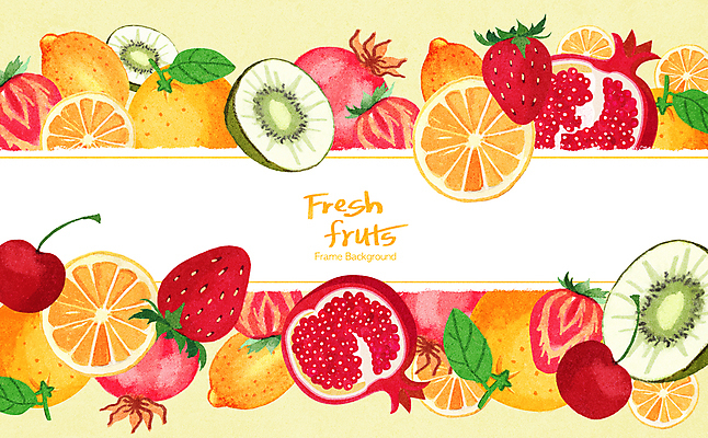 PSD 과일 일러스트 프레임 사람없음 빨간색 노란색 다양 신선 프레임일러스트 국내일러스트 컬러 다수 파일형식