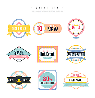 디자인 영어 리본 스티커 일러스트 프레임 이벤트 사람없음 세트 라벨 세일 사각형 다양 원형 메달 베스트셀러 파스텔톤 국내일러스트 AI파일 도형 문자 컬러 다수 상_상패 파일형식 벡터