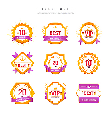 디자인 영어 리본 스티커 일러스트 프레임 이벤트 사람없음 세트 라벨 세일 보라색 다양 금색 메달 베스트셀러 국내일러스트 AI파일 문자 컬러 다수 상_상패 파일형식 벡터