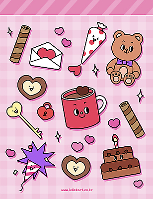 기념일 분홍색 스티커 일러스트 열쇠 자물쇠 폭죽 발렌타인데이 사람없음 갈색 과자 초콜릿 곰인형 하트 편지 초코케이크 코코아 짤주머니 국내일러스트 AI파일 모양 음료 인형 컬러 데이이벤트 디저트 이벤트 케이크 제빵도구 파일형식 벡터
