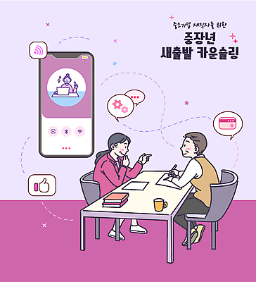 전신 여자 남자 중년 일러스트 새출발 미소 앉기 정장 손짓 상반신 세명 스마트폰 펜 마주보기 보라색 기록 잡기 직장인 상담 중년만 언택트 국내일러스트 AI파일 직업 옷 컬러 모션 새로움 표정 사람 성인 핸드폰 스마트기기 필기구 출발 성인만 파일형식 벡터