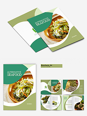 템플릿 팜플렛 사람없음 연두색 해산물 인디자인 INDD 대체식품 이미지템플릿 음식 초록색 파일형식