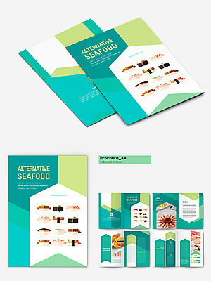 템플릿 팜플렛 사람없음 초록색 초밥 해산물 인디자인 INDD 대체식품 이미지템플릿 음식 컬러 일본음식 파일형식