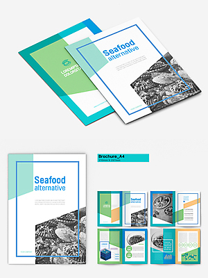템플릿 조개 팜플렛 사람없음 해산물 청록색 인디자인 INDD 대체식품 이미지템플릿 음식 컬러 어패류 파일형식