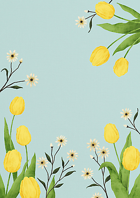 PSD 하늘색 백그라운드 일러스트 사람없음 튤립 데이지 국내일러스트 꽃 파란색 파일형식