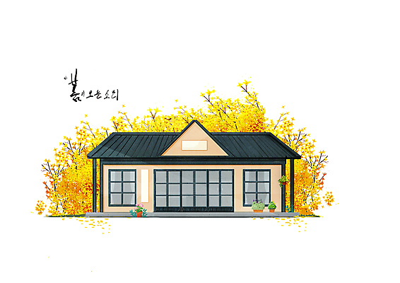 PSD 일러스트 사람없음 노란색 봄 개나리 기차역 국내일러스트 계절 꽃 컬러 역 파일형식