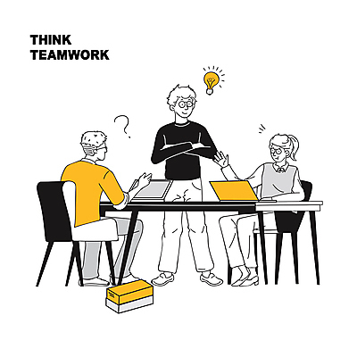 전신 여자 남자 일러스트 비즈니스 회의 협력 앉기 성인 세명 노란색 팔짱 검은색 토론 손내밀기 성인만 국내일러스트 AI파일 컬러 모션 사람 손짓 파일형식 벡터