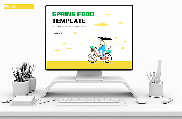 전신 템플릿 여자 한명 성인 노란색 자전거 봄 승차 PPT 프레젠테이션 문서템플릿 성인여자한명만 애니형PPT 9P 이미지템플릿 1 계절 컬러 모션 사람 바이크 여자한명만 성인여자만 파일형식