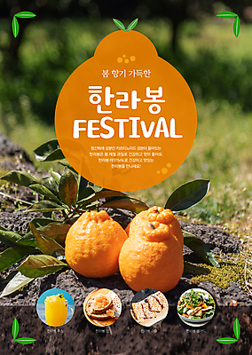 템플릿 포스터 타이포그라피 사람없음 초록색 주황색 봄 카페 메뉴 한라봉 포스터템플릿 이미지템플릿 AI파일 문자 계절 컬러 과일 상점 파일형식 벡터