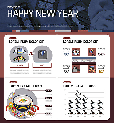 전신 여자 기념일 남자 일러스트 새해 정장 이벤트 여러명 성인 파란색 인포그래픽 한복 떡국 해피뉴이어 성인만 국내일러스트 AI파일 한국전통 옷 한식 컬러 다수 사람 전통음식 새해인사 전통의상 파일형식 벡터