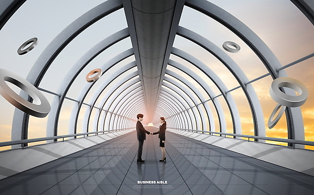 전신 PSD 편집이미지 여자 남자 비즈니스 악수 정장 20대 성인 두명 마주보기 한국인 터널 통로 성인만 이미지편집 옷 길 모션 사람 동양인 손짓 청년 파일형식