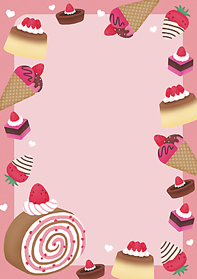 PSD 분홍색 일러스트 딸기 아이스크림 프레임 사람없음 초콜릿 푸딩 롤케이크 타르트 프레임일러스트 카피스페이스 국내일러스트 빵 컬러 과일 디저트 케이크 공백 파이_빵 파일형식