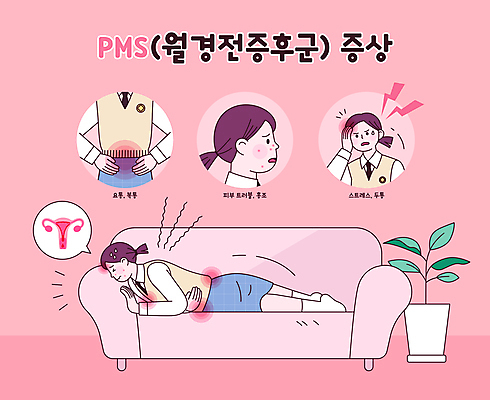 전신 여자 엎드리기 분홍색 일러스트 청소년 여러명 소파 눕기 두통 피부질환 복통 생리 생리통 요통 증상 십대여자만 월경전증후군 국내일러스트 AI파일 컬러 다수 의자 모션 사람 고통 질병 생리현상 허리통증 여자만 십대만 파일형식 벡터