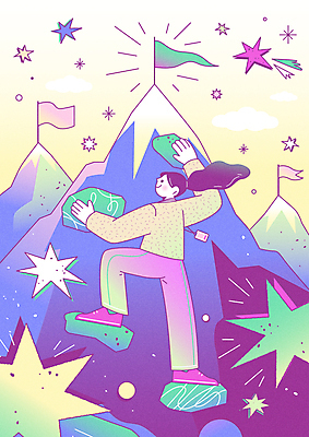 전신 여자 일러스트 한명 성인 반짝임 보라색 등산 깃발 직장인 암벽 역동적 오르기 성인여자한명만 국내일러스트 AI파일 직업 1 컬러 컨셉 모션 사람 트래킹 여자한명만 성인여자만 파일형식 벡터