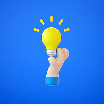 PSD 편집이미지 손 전구 들기 손짓 신체부위 파란색 3D 디지털합성 물건집기 편집3D 컬러 모션 사람 파일형식