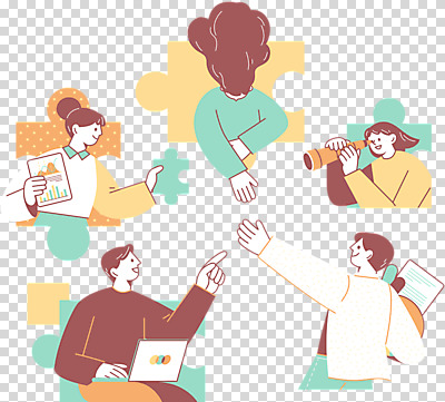 편집이미지 여자 남자 비즈니스 미소 들기 누끼 여러명 상반신 성인 노트북 마주보기 망원경 가리킴 업무 퍼즐 문서 PNG 손뻗기 성인만 다수 모션 표정 사람 손짓 전자제품 작업 파일형식