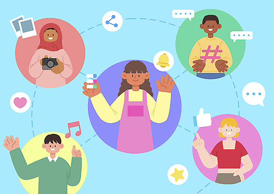 PSD 여자 남자 허리손 일러스트 들기 손짓 여러명 상반신 성인 카메라 손인사 인덱스 따봉 소통 소셜네트워크 성인만 인간관계 언택트 국내일러스트 포즈 다수 컨셉 관계 모션 사람 전자제품 인사 최고 파일형식