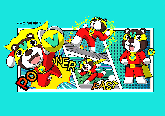 전신 캐릭터 허리손 여러마리 일러스트 곰 가면 타이포그라피 사람없음 달리기 점프 힘 망토 팝아트 영웅 손뻗기 영양제 월간캐릭터 일러캐릭터 AI파일 동물 문자 포즈 다수 포유류 모션 약 그림 파일형식 벡터